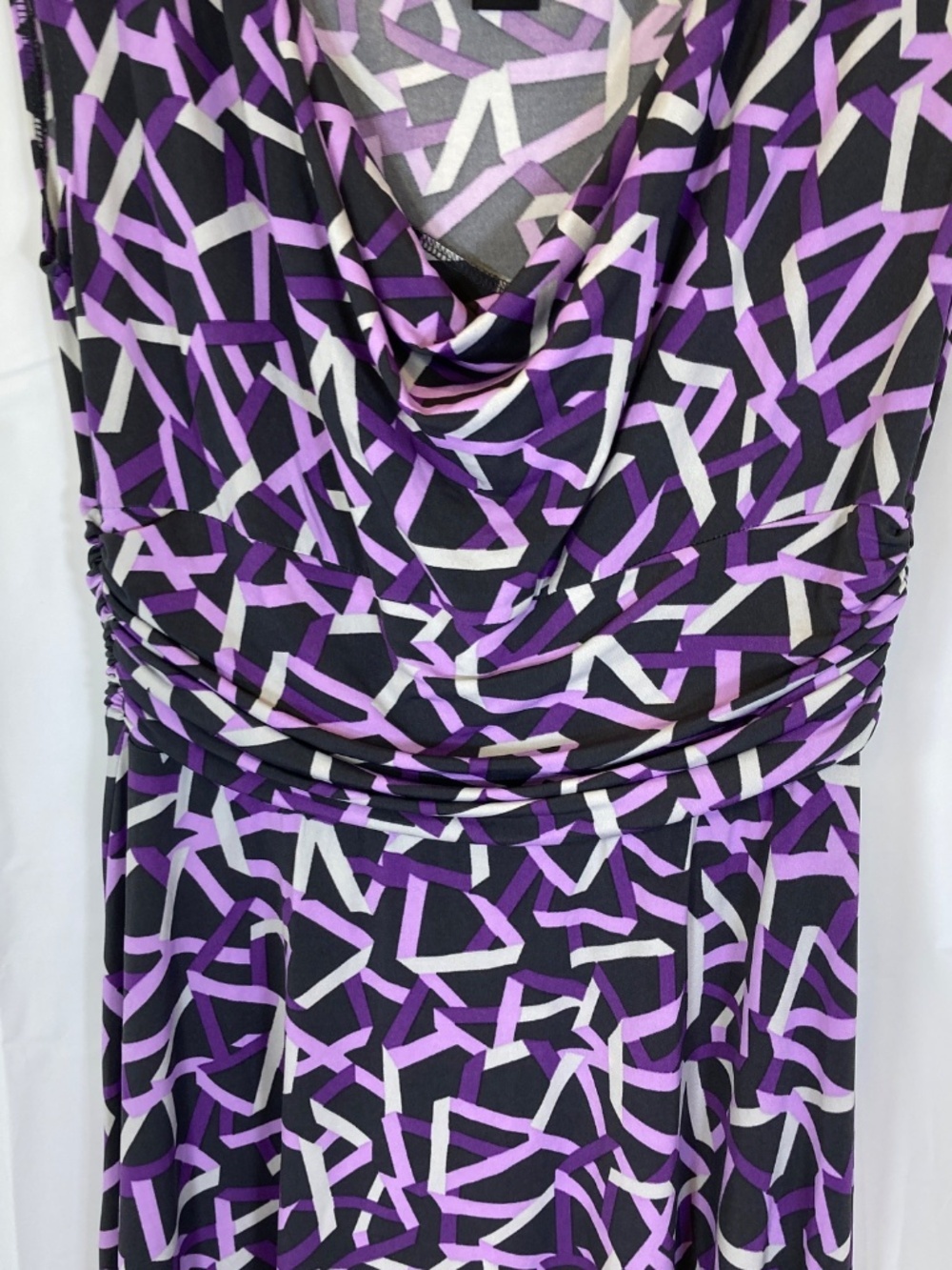 New York & Company Dress Sz M Cowl Neck Dress Gray Purple Worn Once - Picture 6 of 11